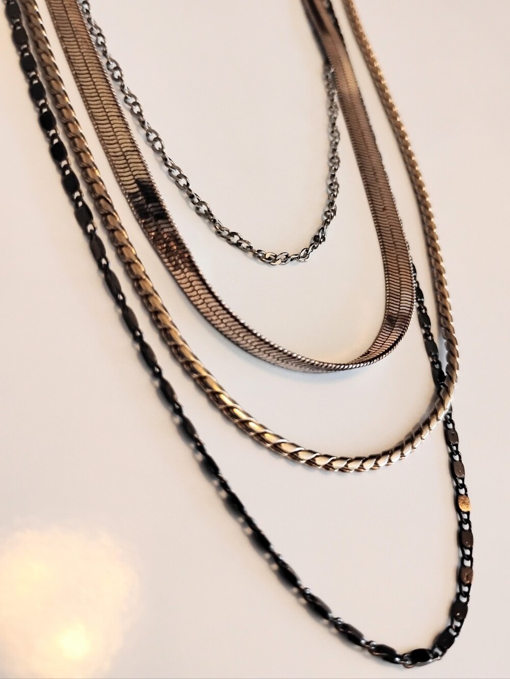 ▪️Free People Multi-Strand Mixed Metal Layer Necklace boho 925 Sterling Preppy